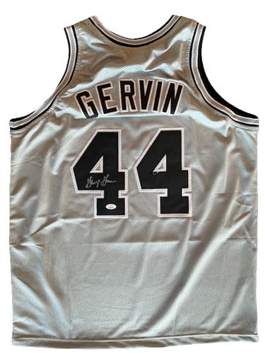 George Gervin Autographed Signed Ice Man Custom Silver Jersey Spurs NBA JSA COA