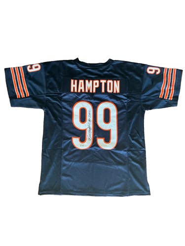 Dan Hampton Signed Navy Chicago Bears Custom Jersey HOF 2002 Inscribed Beckett
