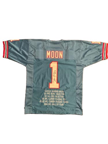 Warren Moon Signed Houston Oilers Custom Blue Stat Jersey Inscribed HOF 06 JSA
