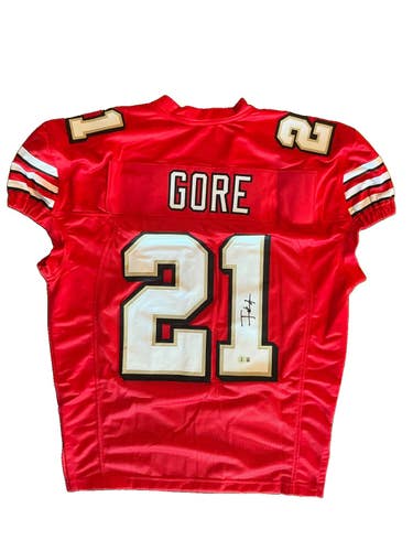 Frank Gore Signed SF 49ers Custom Red Jersey Beckett WITNESSED COA 3W314050