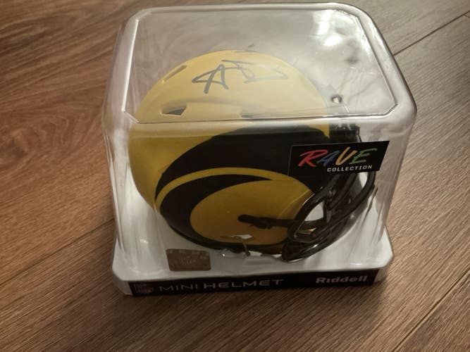 Aaron Donald Signed Los Angelas Rams RAVE Mini Helmet Beckett Witnessed