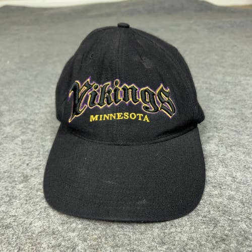 Vintage Minnesota Vikings Hat Cap Snap Back Black NFL Football Wool Blend Mens