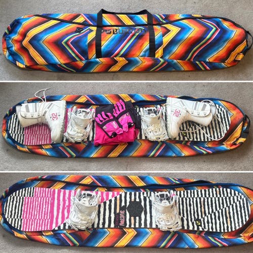 152cm Burton Feather Snowboard W/ Flow Bindings 32 Boots Volcom Jacket Grenade Gloves and Burton Bag