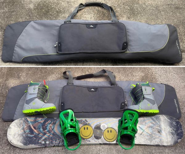 161cm Ride HighLife UltraLight Snowboard with Burton Mission Bindings, Burton Moto Boots & gear bag