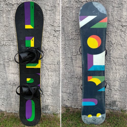 142cm Burton Hero Snowboard With New Union Flight Bindings and Quiksilver Jacket