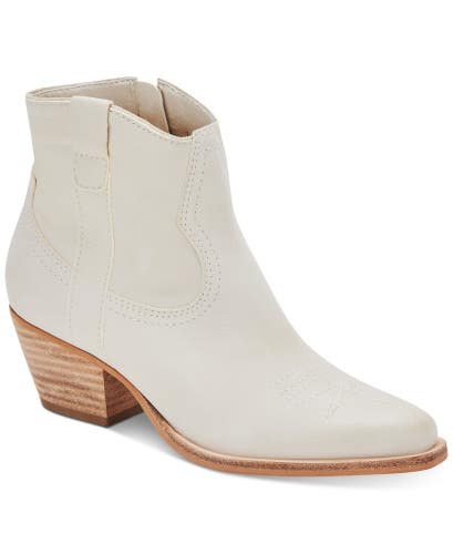 Dolce Vita Silma Boots Women's 8 Ivory Nubuck Western Almond Toe Bootie RET172