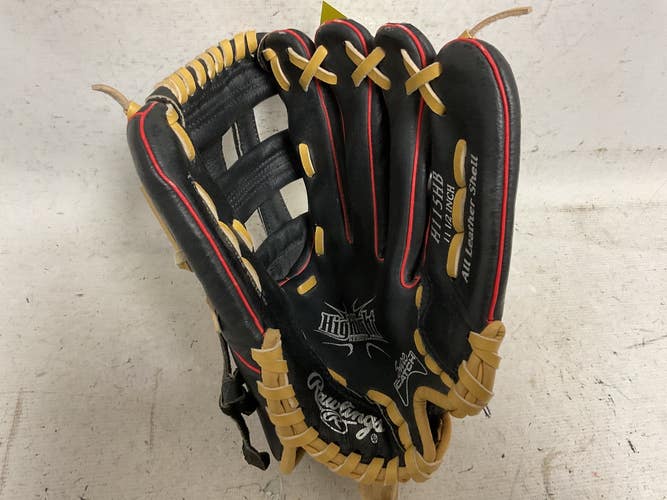 Used Rawlings Highlight Series H115HB Baseball Glove RH Throw Black And Tan 11 1/2" 11855-S000211807