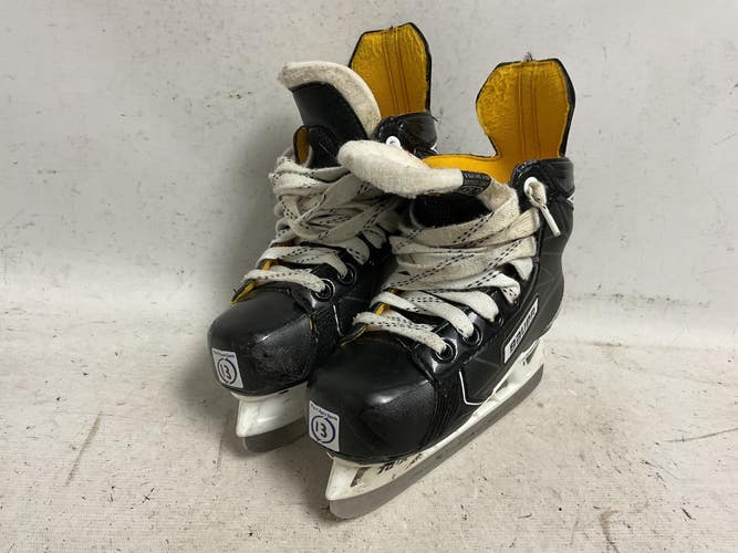 Used Bauer SUPREME S160 Youth Hockey Skate White/Black/Yellow Youth 13.0 11855-S000211796