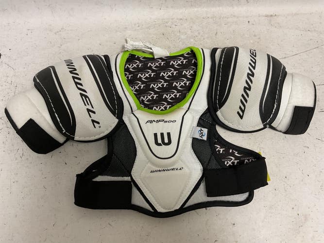 Used WinnWell AMP 500 JR SHOULDERS Junior Shoulder Pads White SM 11855-S000211738