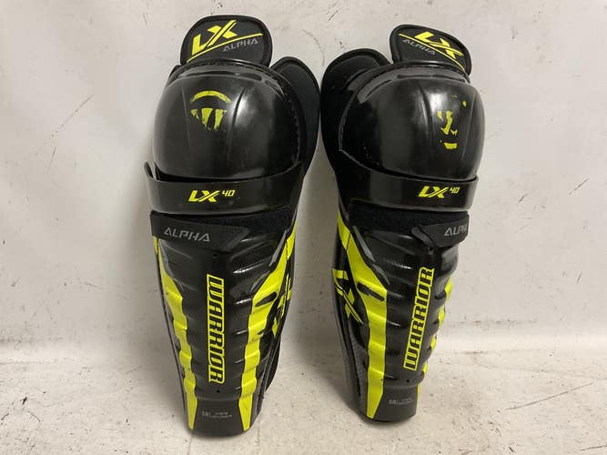 Used Warrior ALPHA LX40 Senior Shin Guards Black And Optic Yellow 14" 11855-S000211708