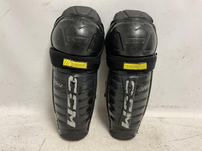 Used CCM TACKS AS-V Junior Shin Guards Black 12" 11855-S000211637
