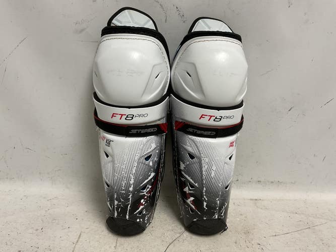 Used CCM JETSPEED FT8 PRO Intermediate Shin Guards White/Black/Red 13" 11855-S000211635