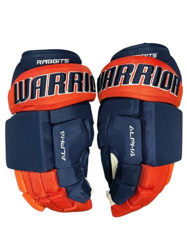 Warrior Alpha Pro Greenville Swamp Rabbits Pro Stock Hockey Gloves 15” Navy (New) 1310
