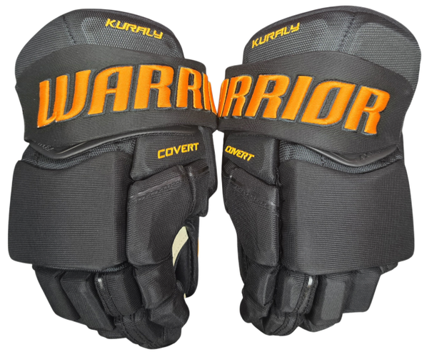 WARRIOR COVERT QRE CUSTOM PRO STOCK HOCKEY GLOVES BLACK GOLD NHL NEW 15" ALY (16227)