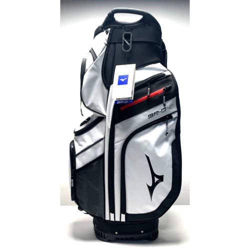 Mizuno BR-D 4C Cart Bag White/Black/Red 14-Way Divide Dual Strap Golf Bag NEW