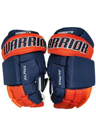 Warrior Alpha Pro Greenville Swamp Rabbits Pro Stock Hockey Gloves 15” Navy (New) 1311