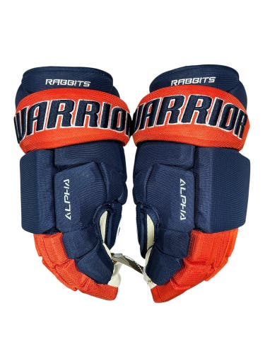Warrior Alpha Pro Greenville Swamp Rabbits Pro Stock Hockey Gloves 15” Navy (New) 1309