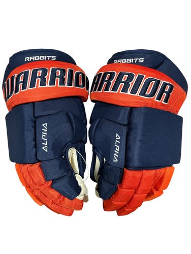Warrior Alpha Pro Greenville Swamp Rabbits Pro Stock Hockey Gloves 15” Navy (New) 1308
