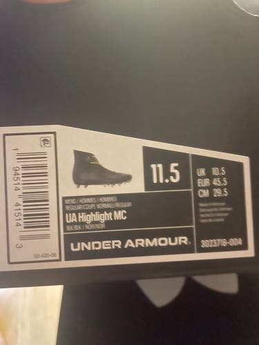 Men's Size M 11.5 (W 12.5) Under Armour Highlight High Top Molded Cleats (New)