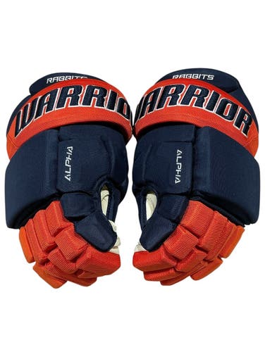 Warrior Alpha Pro Greenville Swamp Rabbits Pro Stock Hockey Gloves 13” Navy (New) 1303