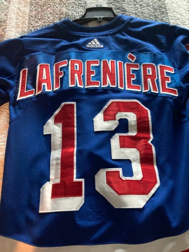 Rangers Lafreniere Size 46 Adult Unisex Adidas Jersey (Used) with fight strap