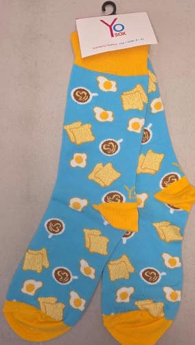 ST4 Yo Sox "Breakfast Themed" Crew Length Socks WOMENS 6-10 FREE SHIPPING