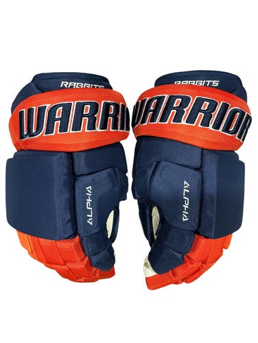 Warrior Alpha Pro Greenville Swamp Rabbits Pro Stock Hockey Gloves 13” Navy (New) 1305