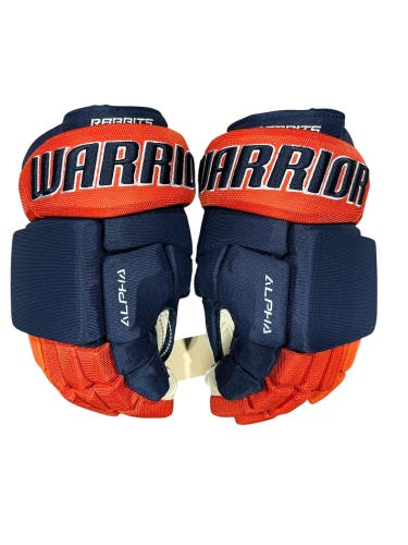 Warrior Alpha Pro Greenville Swamp Rabbits Pro Stock Hockey Gloves 13” Navy (New) 1306
