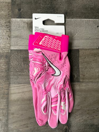 Nike Alpha Elite Mothers Day Batting Gloves XL Mens Pink White HJ1845-908 MLB