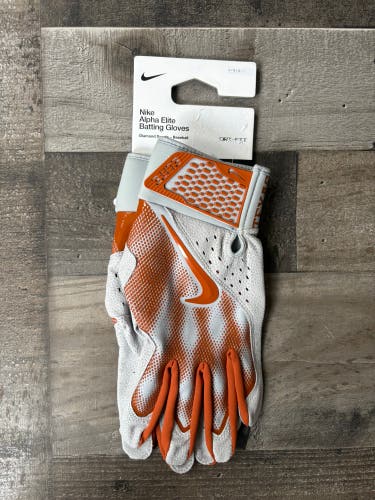 Nike Alpha Elite PE Texas Longhorns Baseball Batting Gloves Large FB4193-052 NWT