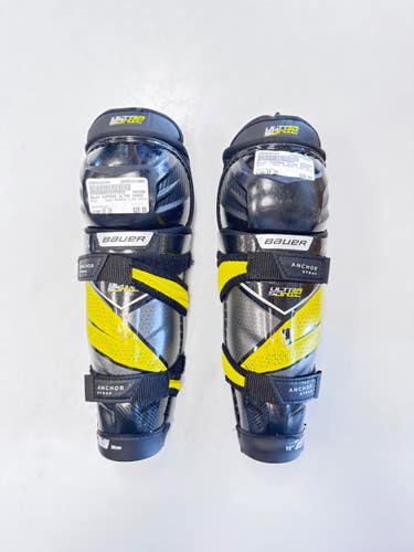 Used Bauer SUPREME ULTRA SONIC Youth Shin Guards Black 10" 11860-S000316154