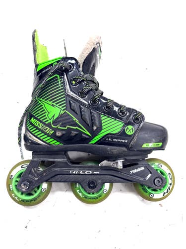 Used Mission LIL RIPPER ADJ SZ 11-1 Roller Hockey Skates Black Adjustable 11860-S000317489