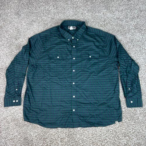 Duluth Trading Co Shirt Mens 3XL Green Gingham Untucked Length Workwear Light