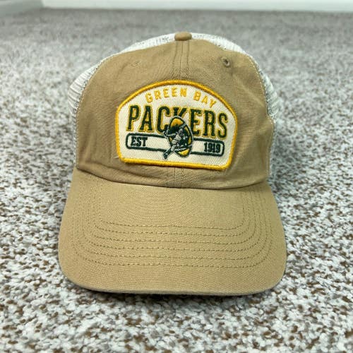 Green Bay Packers Hat Mens One Size Tan Trucker Back Snapback Football NFL Sport