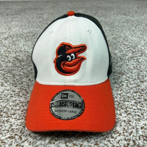 Baltimore Orioles Hat Men Medium White Orange Baseball MLB Flex Stretch Logo Cap