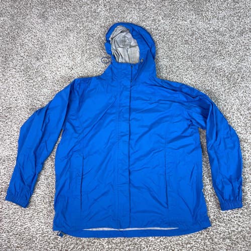 LL Bean Jacket Womens Extra Large Blue Hiking Hooded Ripstop Rain Coat Gorp Top