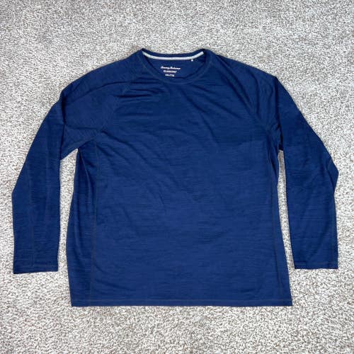 Tommy Bahama Shirt Mens XXL Navy Blue Travel Performance Leaf Stretch Islandzone