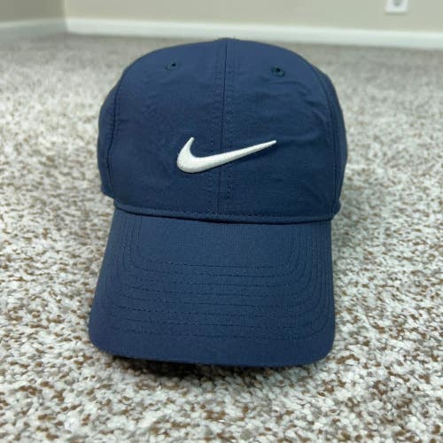 Nike Hat Mens One Size Navy Blue Activewear Golf Swoosh Adjustable Strap Cap