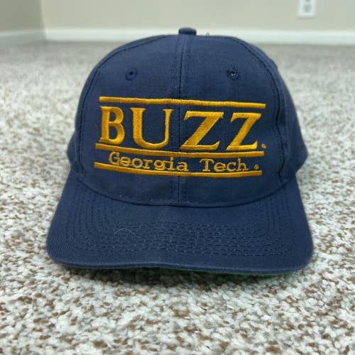 Vintage Georgia Tech Yellow Jackets Hat Men One Size Blue The Game Split Bar Cap