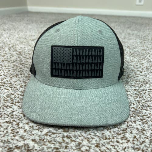 Columbia Hat Mens Large Gray Hiking Flex Stretch Trucker Cap Outdoor Gorp Logo