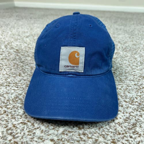 Carhartt Hat Mens One Size Blue Workwear Trucker Snapback Adjustable Patch Cap