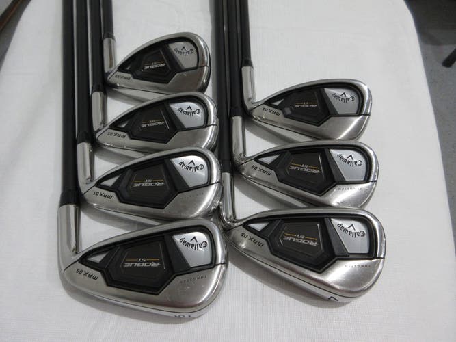 Callaway Rogue ST Max OS Lite Iron Set - 6-PW, AW, SW - Senior Graphite - MINT