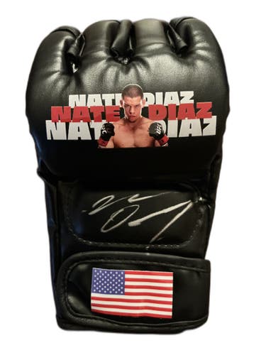 Nate Diaz Autographed Signed Custom MMA Glove UFC USA Flag Beckett COA 209 BMF