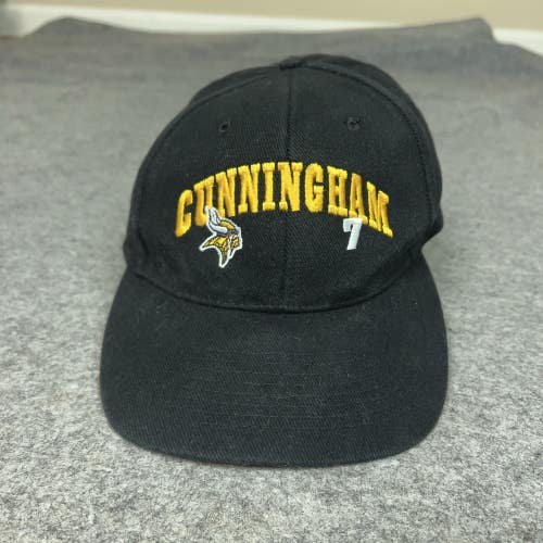 Vintage Minnesota Vikings Hat Cap Strap Back Black NFL Football Cunningham 90s