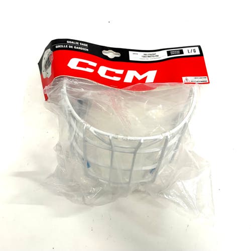 New - White CCM Pro Straight Goalie Cage Large - RH2455