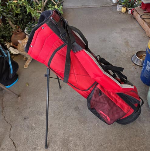 VERY NICE SUN MOUNTAIN SUMMIT 4 WAY STAND GOLF BAG RED & BLACK win10