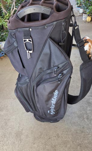 VERY NICE TAYLORMADE 15 WAY CART GOLF BAG ALL BLACK W GRAY LETTERS  win10