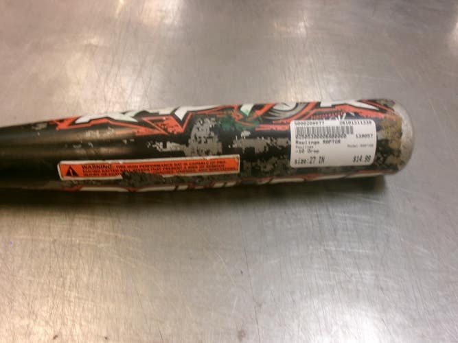 Used Rawlings RAPTOR BB/SB USA 2 1/4 Bat 27" 11339-S000208077