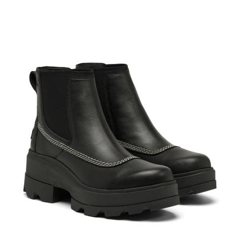 Sorel Joan Frwd Women 10B Black Leather Waterproof Lug Sole Chelsea Boot DDK2127
