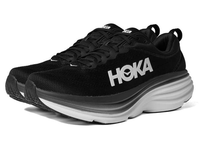 Hoka One One Bondi 8 1127953-BWHT Men's 14 2E Black White Running Shoes DDK2130